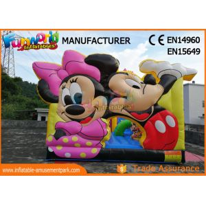 Pvc Mickey Mouse Commercial Inflatable Bounce House With Slide Easy To Carry