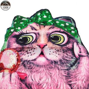 Lovely Cat Custom Printed Patches , Sew On Style Screen Printed Patches