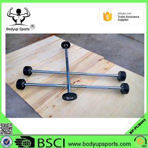 Rubber Covering Fitness Equipment Barbells With Chromed Steel Handle