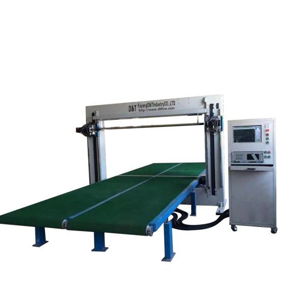 D&T Horizontal Flexible PU Foam Cutting Machine Oscillating Blade Contour Cutter