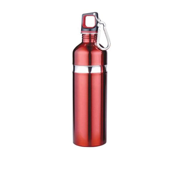 Quality 750ml Single wall SS colorful sports bottle ring with groove with carabiner mirror polish wholesale