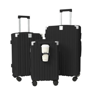 3 piece hard shell suitcase set 1682 New cup holder Mute universal wheel