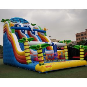 Digital Printing Palm Tree 2hp Inflatable Bouncer Slide