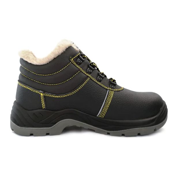 Genuine Leather Winter Safety Shoes Waterproof Warm Work Boots Mens