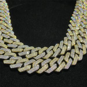 Iced Out Miami Cuban Link Chain OEM 18k Gold Cuban Link Chain 925 Sterling