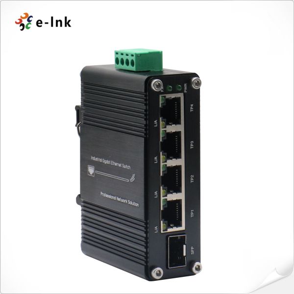 Mini Industrial Ethernet Switch Gigabit 12~48VDC wide range power input Supports