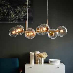 China Modern Clear Gray Glass E27 Led Chandelier Gold Black Metal Straight Chandelier(WH-MI-202) on sale