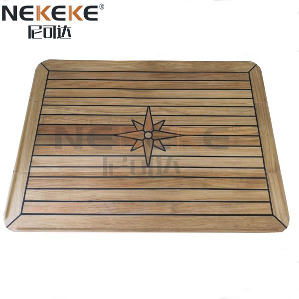 Quality Handcrafted Rectangular Marine Teak Sliding Table Top , Yacht Wood Table Top wholesale