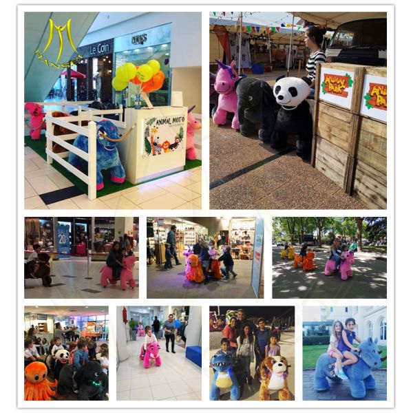 Hansel hot sell stuffed animals unicorn motorized plush animal unicorn bike rides with wheels