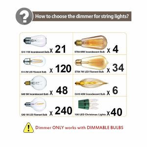 49ft 3 Prong Plug 240w LED Remote Control Dimmer
