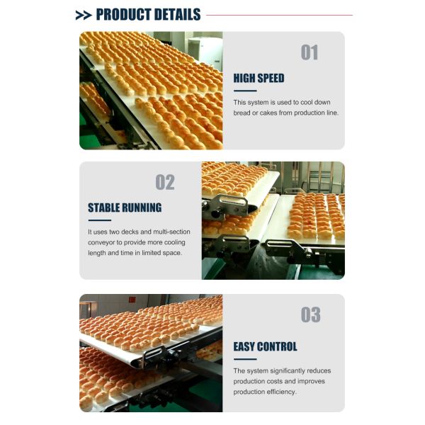 Bread Cake Double Deck Switchingover Automatic Conveyor System Cooling Conveyor For Sale