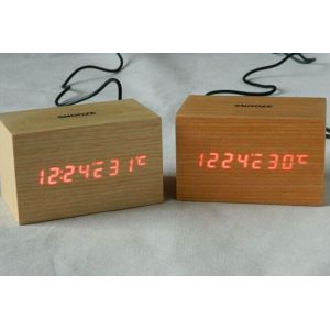 Digital Jumbo LED Wood Clock Vintage Table Wooden Alarm Clock