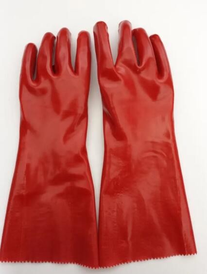 Quality 30cm 40cm Double Dipped PVC Gloves Long Sleeve Red PVC Coated Gloves For Electrical wholesale