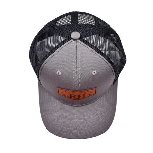 Customizable Cotton-Front Trucker Cap with Sweatband Custom Lether Patch