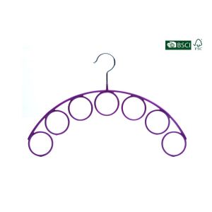 China Betterall Purple Arc - shaped Curved Seven Holes PVC Metal Hanger for Ties on sale