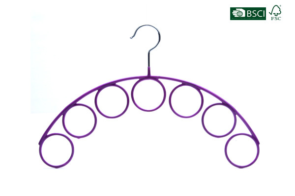 Quality Betterall Purple Arc - shaped Curved Seven Holes PVC Metal Hanger for Ties wholesale