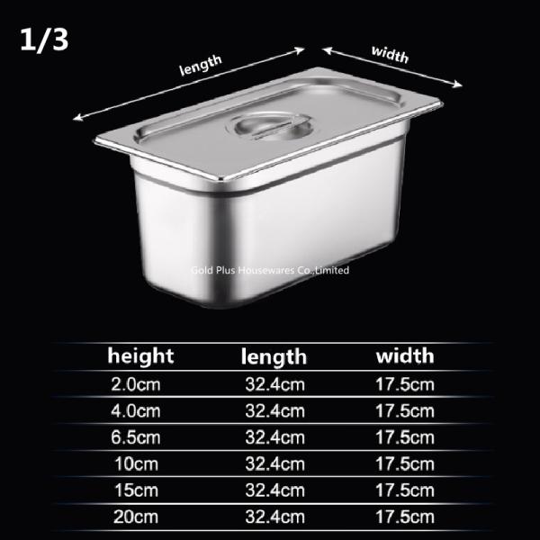Quality Eco Friendly Serving Chafing Dish 1/3 With Lid Buffet Service Food Pan 17.5cm Width wholesale