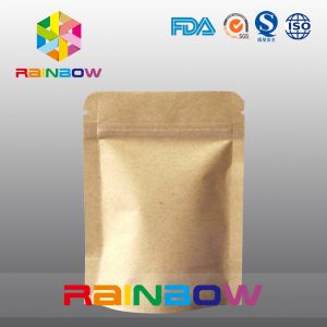 Cheap Stand Up Kraft Paper Bags for Candy Packaging with Zipper and Window for sale
