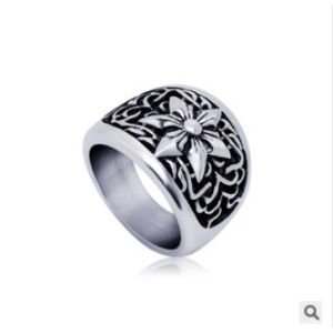 China Recommended explosion models right Zhi-long pattern of titanium steel rings hexagram on sale