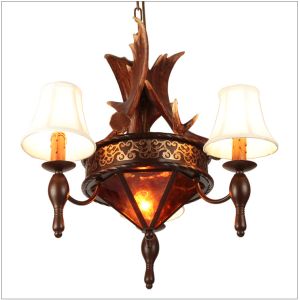 Moose antler chandelier Lighting Fixtures With lampshade (WH-AC-29)