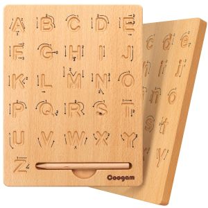Wooden Letters Practicing Board Double-Sided Alphabet Tracing Tool Learning to
