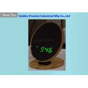 5V Input Round Bamboo Mirror With Clock Display And LED Compensate Light