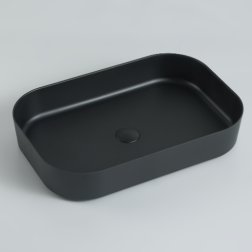 Counter top Mounted Melamine Basin Matt Black Color Super Thin Edge Bathroom Sink Rectangular Art Hand Wash Basin