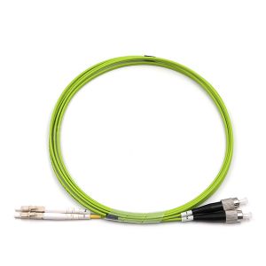LC UPC To FC UPC Fiber Optic Patch Cable Duplex OM5 Multimode OFNR 2.0mm Lime