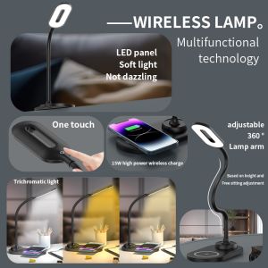 Ultra fast wireless charging，multifunctional touch desk lamp，bedside table