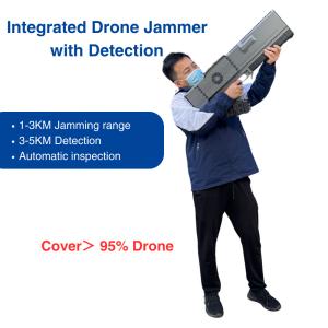 3KM Drone Jammer With 5KM Detection Detector 900MHz 1.5GHz 2.4GHz 5.8GHz Jammer Gun All In One