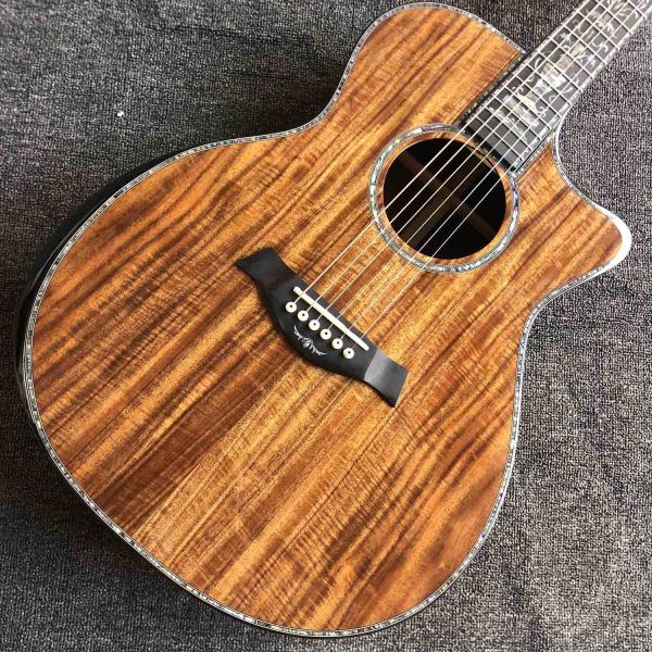 Custom 40 Inch All Solid KOA Wood Solid Rosewood Back Side Real Abalone Acoustic Guitar with BB Band Pickup