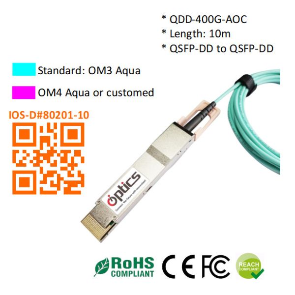 QSFPDD-400G-AOC10M 400G QSFPDD to QSFPDD AOC (Active Optical Cable) Cables 10M
