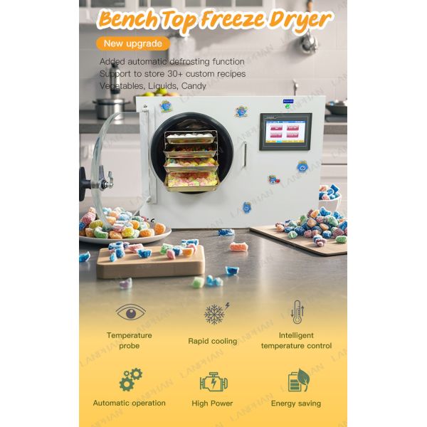 0.3m2 Home Freeze Dryer Benchtop Freeze Drying Machine Small Vacuum Drying Equipment