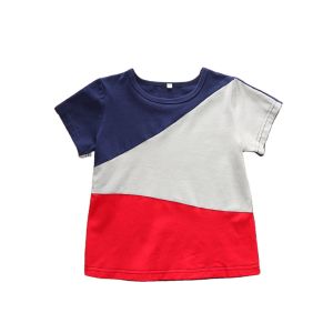 China 0.9M  Toddler Boys Sustainable Contrast Stitch Cotton Summer Cool T Shirts For Summer on sale