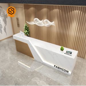OEM Logo Modern Hotel Reception Desks Solid Surface Material Waterproof