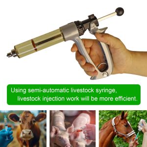 50ML Semi Automatic Livestock Syringe, 5 Gears Adjustable Continuous Repeating