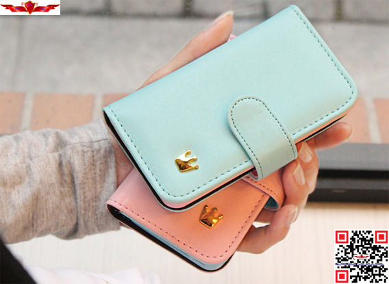 New Arrival Crown Type PU Flip Leather Cover Case For Iphone 4 4S 5 5S Multi Color