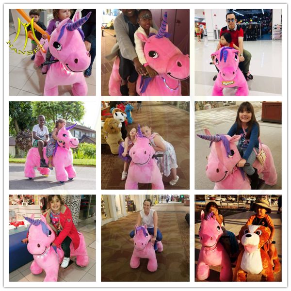 Hansel walking electronic coin operated kids ride on plush unicorn toys