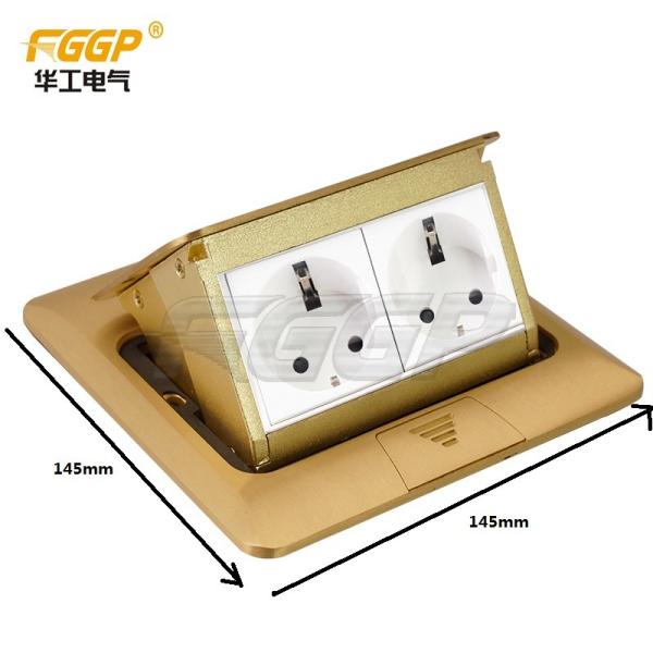 Multifunctional Rj45 Data Floor Socket Box With Data Jacks SS Covered Brass