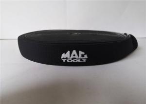 2.5 Cm Polyester Elastic Webbing Black Bottom White Words Custom Printed Pattern