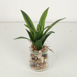 China Mini Artificial Agave Bonsai With Glass Pot on sale
