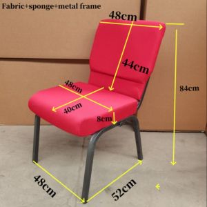 Interlocking Red Church Chairs Fabric Stackable Worship Chairs