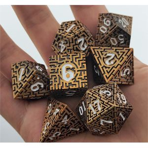 Solid Maze Multi -Faceted Metal Dice DND#RPG Dungeon And Long Crusu