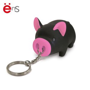 Pig Shaped Promotional Plastic Keychain 3D For Gift Non Phthalate Pvc Material
