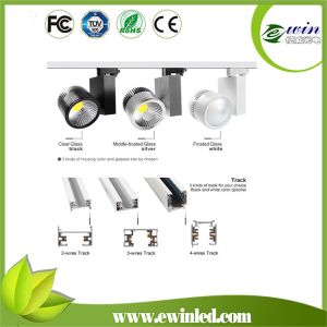 TUV CE Rohs 4 wire 3 phase 30w 40W cob led track light, dimmable high cri 90