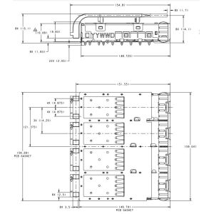 2227729-1 ZSFP+ Cage Assembly Ganged 1x4 Port Connector External Springs EMI