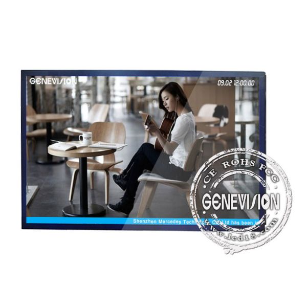 16.7M 55" Digital Wall Mounted Advertising Display with Black Full Toughened