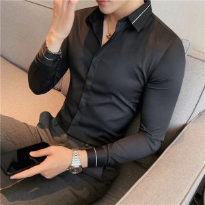 China Digital Printing Men's Slim Fit Solid Color Long Sleeve Shirt for Styles Customized on sale