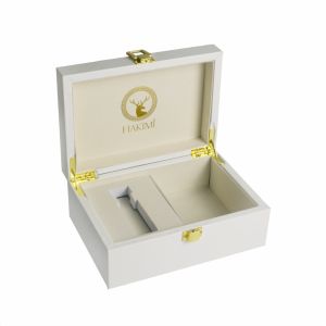 Wooden Luxury Decorative Boxes Plush Velvet Lining Custom LED Lighting FSC