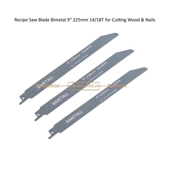 Quality Recip Saw Blade Bimetal M42 8% cobalt Demolition for Cutting Wood & Nails  9" 225mm 14/18T,Power Tools wholesale
